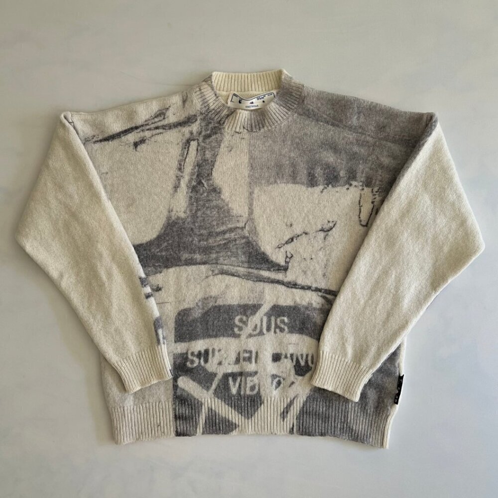 Authenticated Off-White Graphic Wool Crewneck Sweater